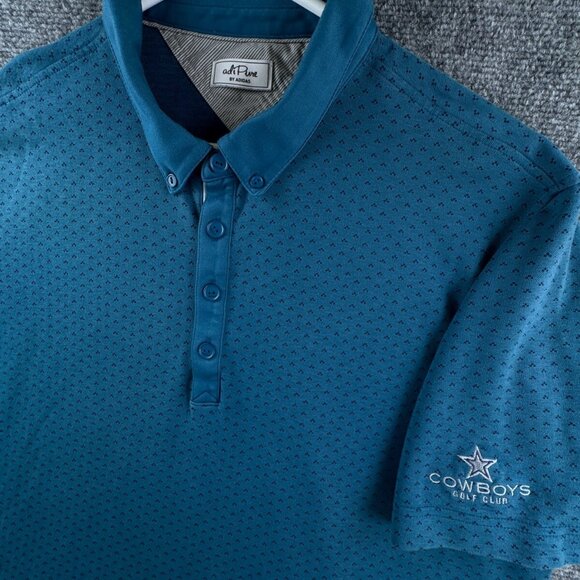 Adidas Polo Shirt Blue Adi Pure Golf Performance Large Geometric Dallas Cowboys - Picture 1 of 13